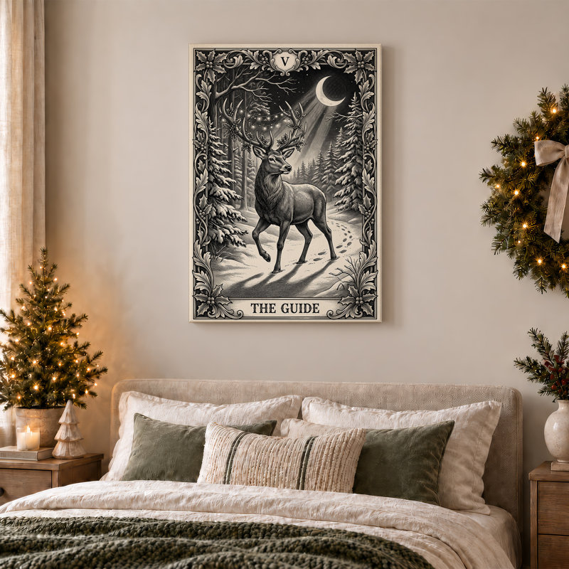 Art mural rétro sur toile, marchant dans la forêt enneigée avec Noël, H 30 po x l 20 po