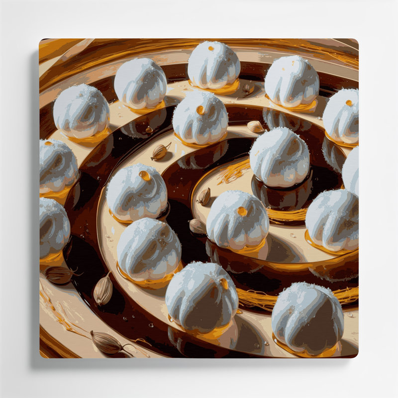 Desserts Rasgulla, art mural en métal brun, H 16 po x l 16 po