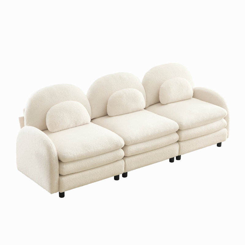 Canapé 3 places Teddy, L 98,2 po, Ourson blanc et beige