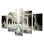 Noir et blanc Opt Art - Illusions monochromes I - Art mural moderne sur toile - 5 panneaux