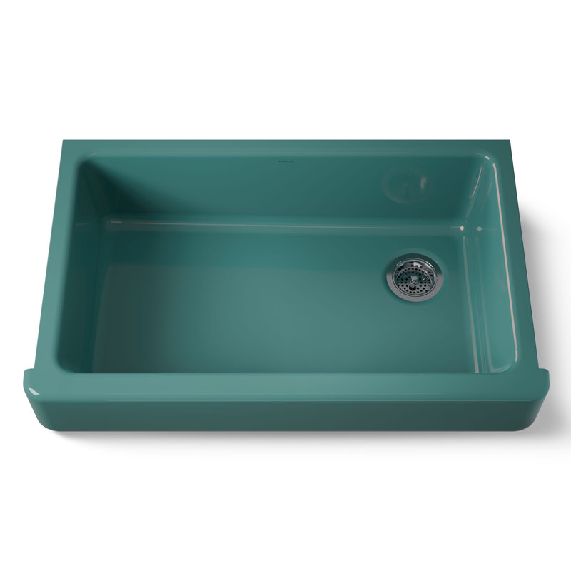 Whitehaven® Self-Trimming 36" L x 22" W Farmhouse Kitchen Sink, Teal