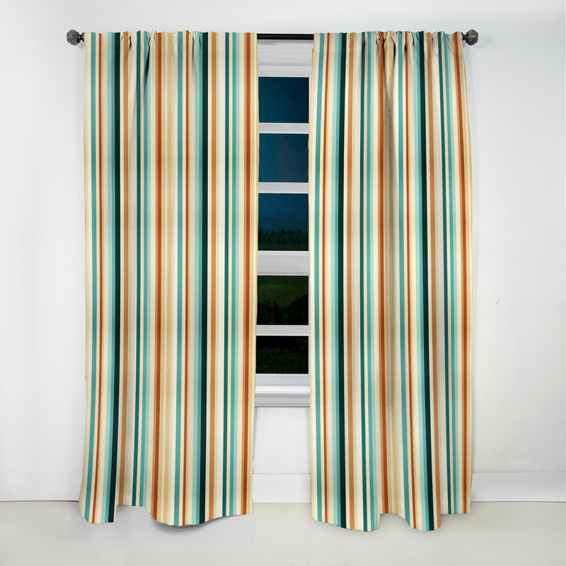 Coastal Simplicity II - Stripped Curtain - Blackout Striped Curtain - 1 Panels, 52" W x 108" L