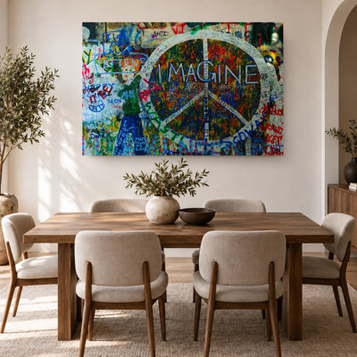 «Hippie Style World Peace Graffiti Banksy Imagine Classic», reproduction d'art sur toile, décoration murale