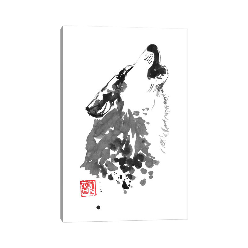 Cry Wolf by Péchane - Painting on Canvas, Wrapped Canvas, 101.6 cm H x 66.04 cm W x 3.175 cm D