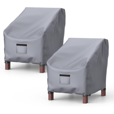 Patio Chair Covers For Outdoor Furniture Waterproof 2 Pack, Lawn Chair Covers 600D Heavy Duty Oxford Cloth, Large Covers For Lounge Lawn Deep Seat 29" W X 30" D X 36" H-Grey