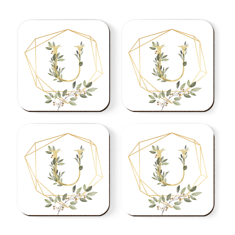 Cork Square 4 Piece Coaster Set, U
