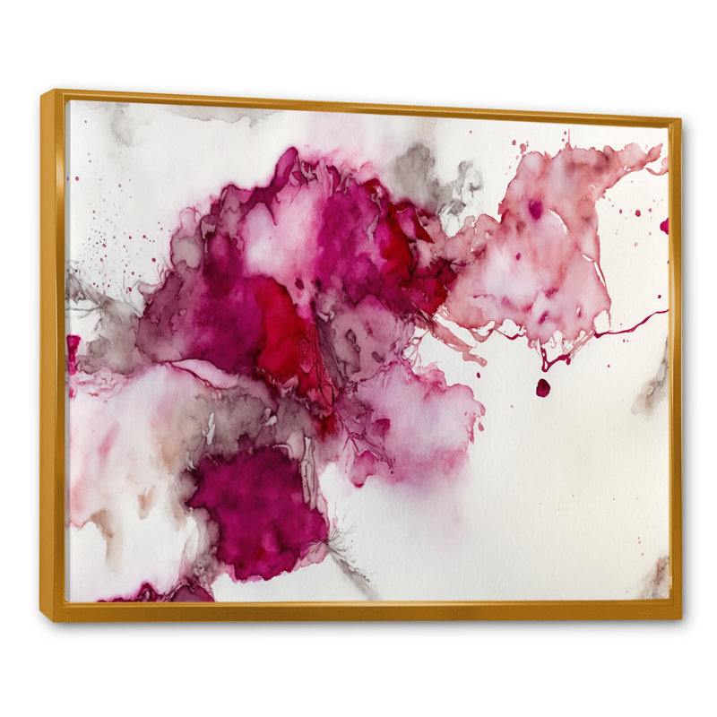 Ancien mystère in Viva Magenta VI - reproduction sur toile, Cadre flottant doré, H 24 po x l 32 po x P 1 po