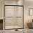 Tempered Glass With Explosion Proof Film, Aluminum Frame Double Sliding Shower Door, "1/4 (6 Mm), Stainless Steel Handle