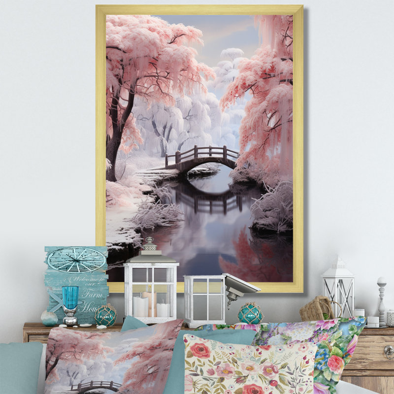 «Winter Peach Tree On Frosty Morning IV», reproduction d'art sur toile, H 20 po x l 12 po x P 1 po