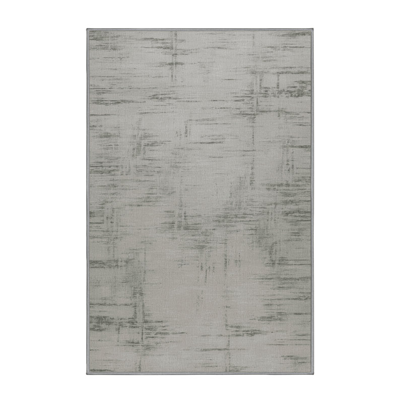 Machine Washable Abstract Gray Area Rug, Runner 2' x 4'