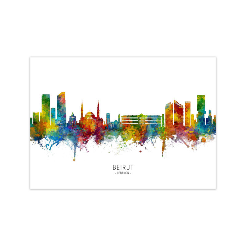Beirut Lebanon Skyline by Michael Tompsett - Print, Unframed, 30cm H x 42cm W x 1cm D