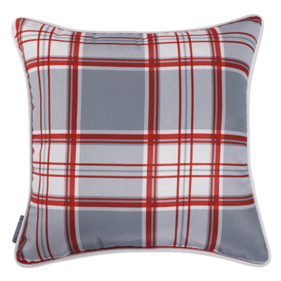 Plaid Outdoor Reversible Throw Pillow
