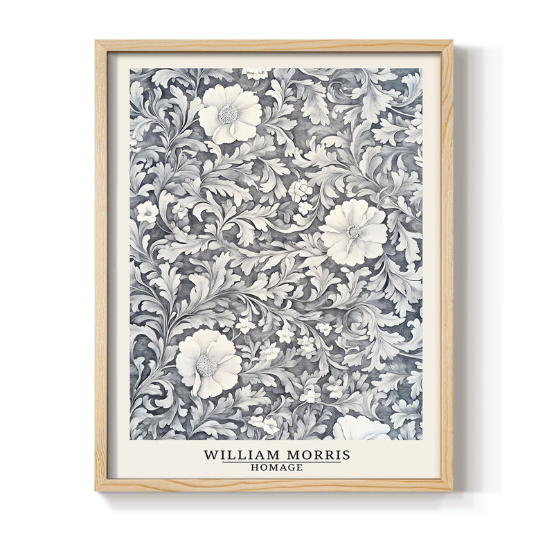 WM MORRIS Series DCCLV Framed Print - Solid Wood, 15" H x 12" W, Natural