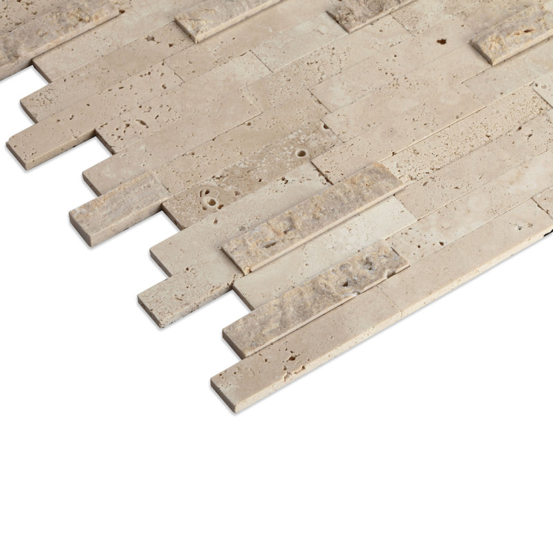 Carreau de mosaïque autoadhésif en pierre naturelle de 2,5 po x 0,3 po, Beige