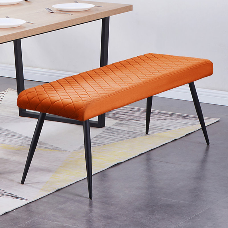 Depue Velvet 130cm Upholstered Bench for 2 person, Orange Velvet