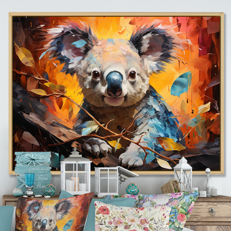 Koala Koalas Serenity Collage I sur impression sur toile, H 24 po x l 32 po x P 1 po, Cadre naturel flottant