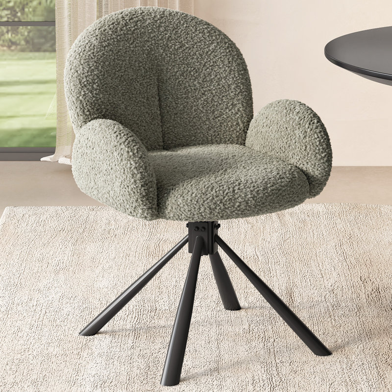 360° Swivel Modern Dining Chair Set of 2,Office Desk Chair No Wheels,Coffee Chair,Accent Upholstered Vanity Chair,Reading Chair