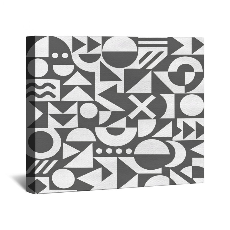 Toile tendue à motif géométrique gris et blanc en plusieurs tailles, 16 x 16 inches