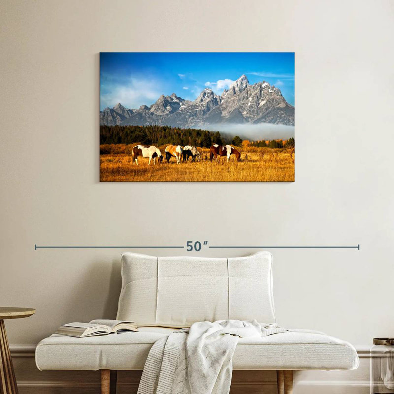 Chevaux Appalaches Brampt broutant, H 24 po x l 36 po