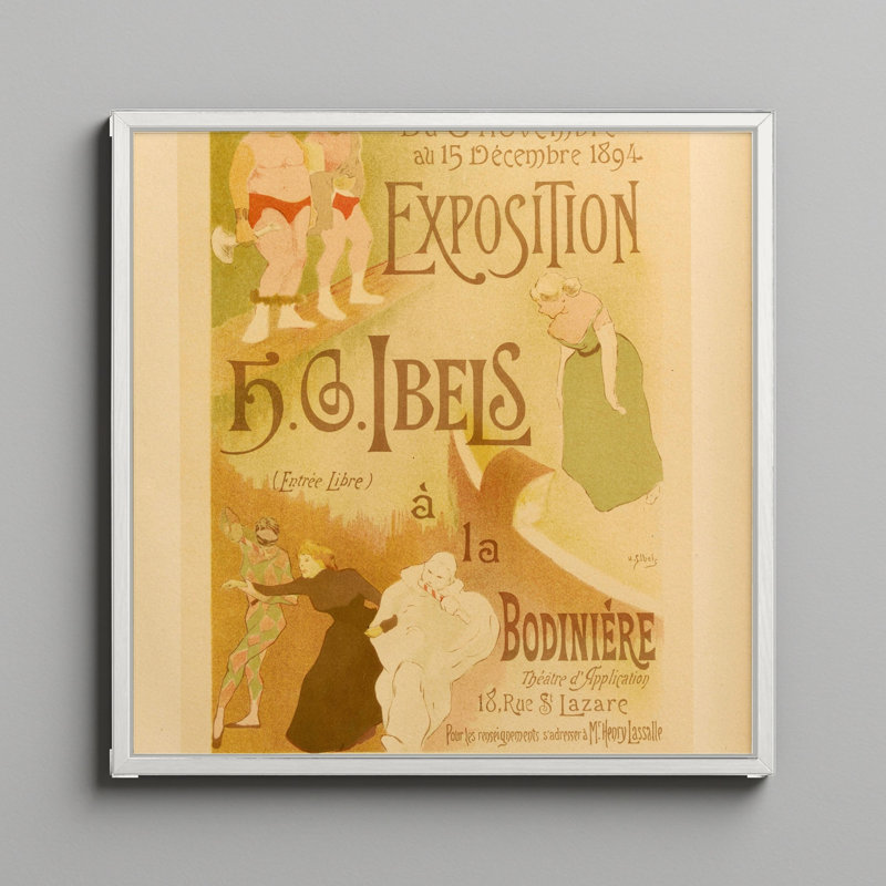 Exposition H.G. Ibels 1894 - Belle Époque Vintage Poster Framed Wall Art, 21.75" H x 21.75" W, White