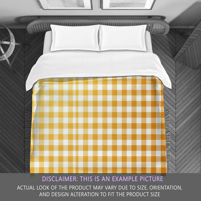 Gingham Comforter, Gold/White, King Comforter