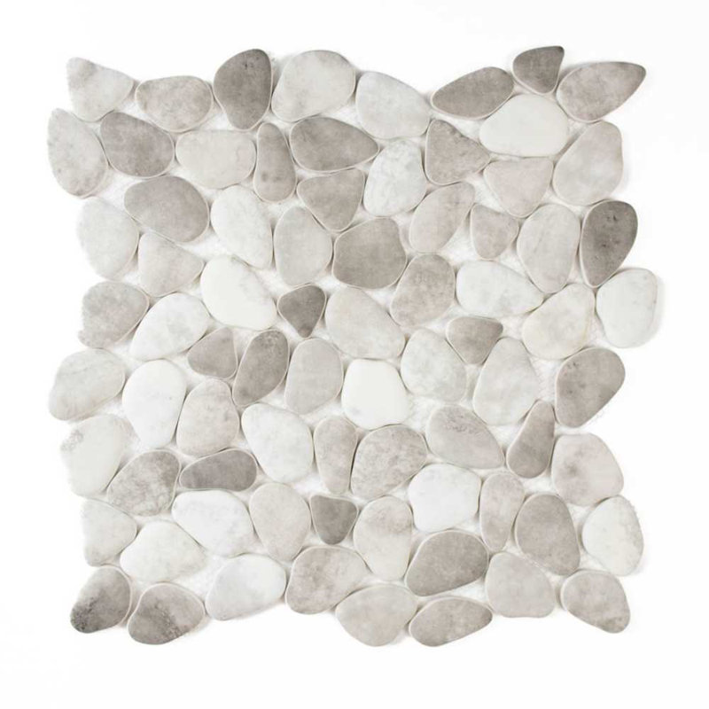 Huron Glass Pebbles Mosaic Tile, Silverado
