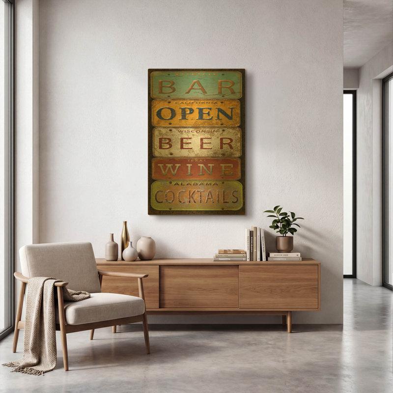 'License Plates Bar' By Jean Plout Metal Wall Art, 24"x36"