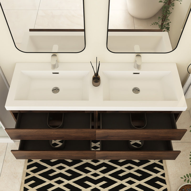 Meuble-lavabo double 59,05 po Quickel, Palissandre