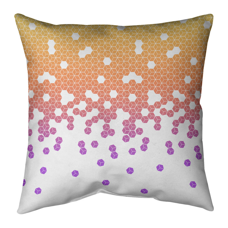 Housse de coussin carrée à culbutage et insert, 16 po x 1 po, Bleu, mauve et vert, Bourre en polyester