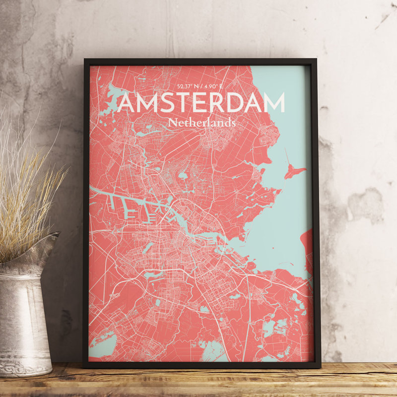 Amsterdam City Map - No Frame Print, 70.1cm H x 50cm W x 0.1cm D