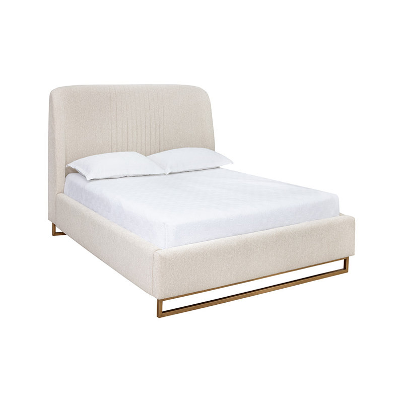 Adelhard Upholstered Platform Bed - Taupe, Queen, Cream