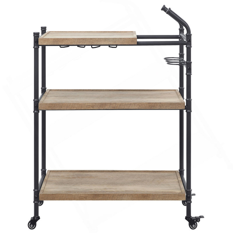 Versatile And Stylish 2-Shelf Oak Serving Cart For Various Occasions