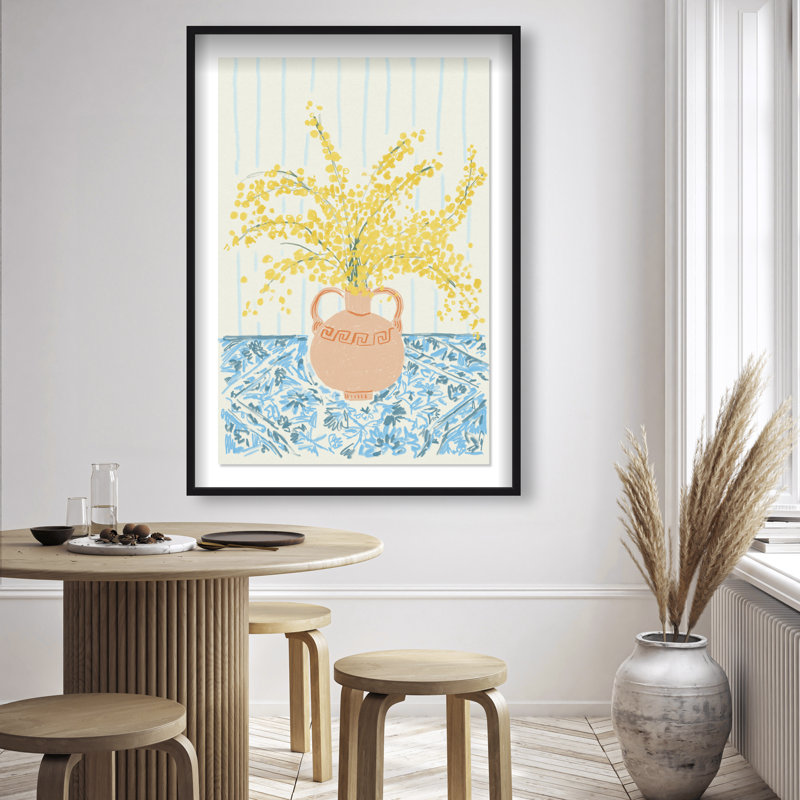 Sunny Flower Vase Print by Oliver Gal, 16.5"H x 11.5"W, Black Shadowbox