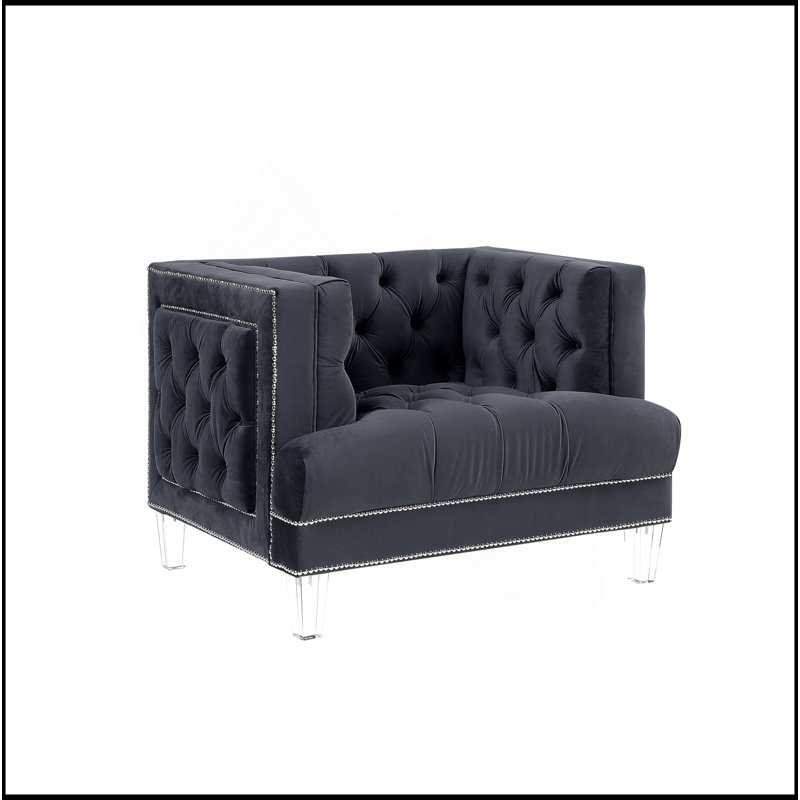 Chaise en velours gris anthracite, Gris anthracite