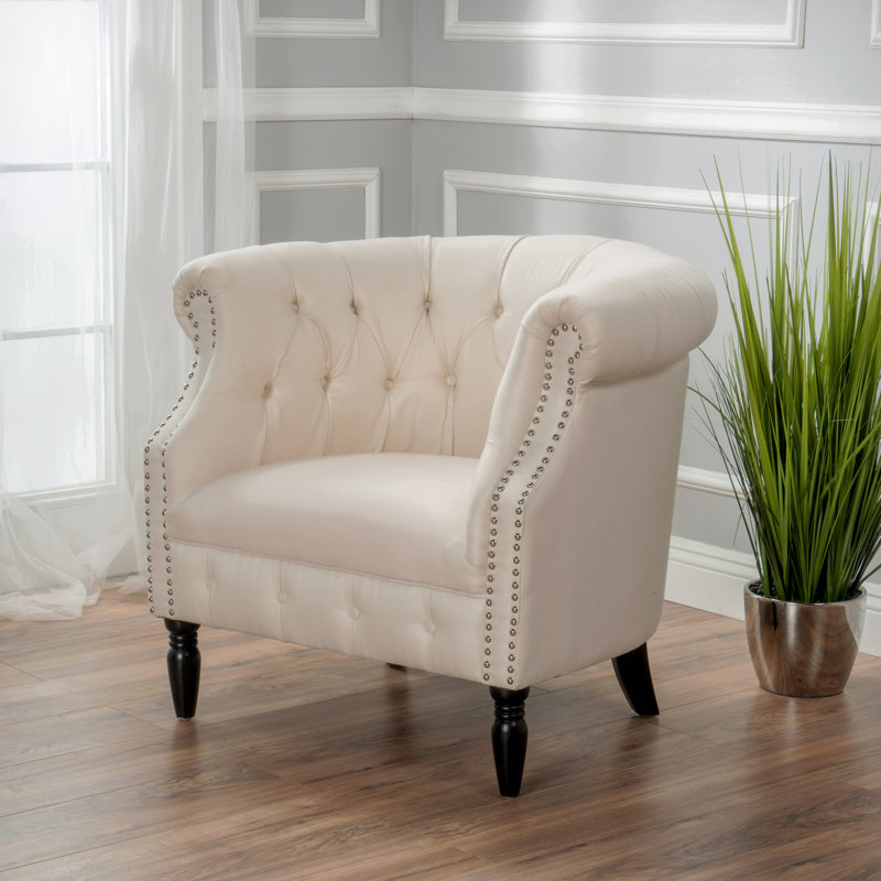Fauteuil club, Tissu beige