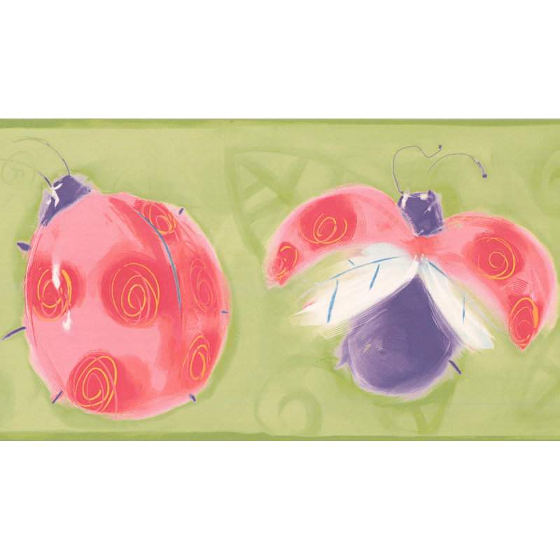 Bordure murale coccinelle, Rose / vert olive