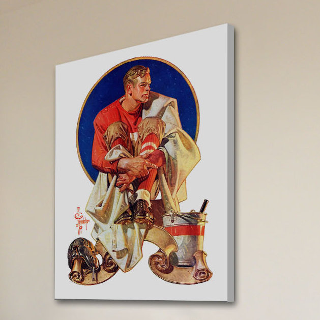 Football Hero by J.C. Leyendecker Print on Wrapped Canvas, 39" H x 30" W x 1.5" D