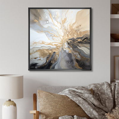 Explosion d'art liquide beige et noir