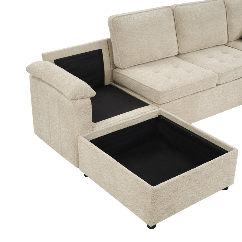Haven Upholstered U-Shaped Sectional Symmetrical, Brown
