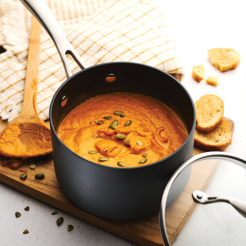 2 Qt. Hard Anodized Aluminum Nonstick Covered Sauce Pan with Glass Lid