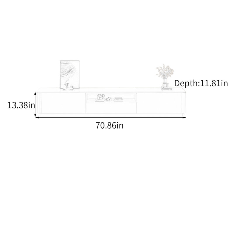 Meuble télé Minimalist, H 13,38 po x L 70,86 po x l 11,81 po, Gris / Blanc