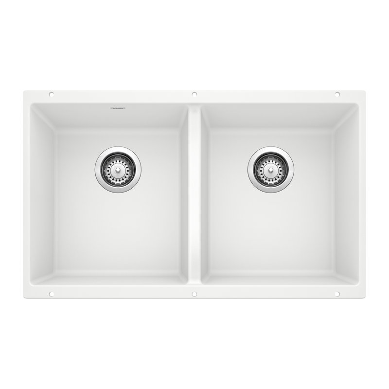 Precis SILGRANIT 29" 50/50 Double Bowl Undermount Kitchen Sink, White