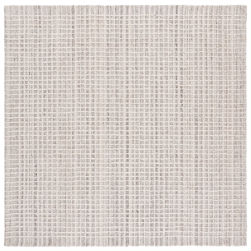 Abstract Hand Tufted Wool, Cotton Geometric Indoor Rug, Square 6'