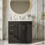 Meuble-lavabo noir de 36 po avec lavabo, armoire de salle de bain noire autoportante moderne avec comptoir Smc, portes à fermeture douce et 3 tiroirs, quincaillerie dorée