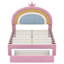 Lit tapissier arc-en-ciel, lit plateforme en velours avec tiroir de rangement Princess
