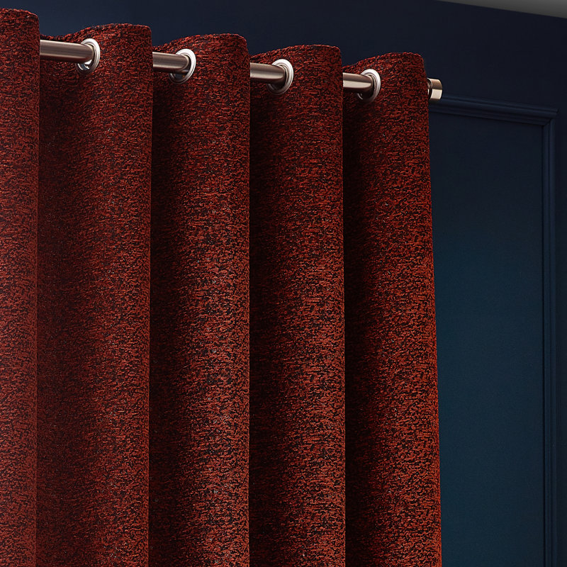  Chenille Room Darkening Eye Curtains, Copper, 168cm Width x 137cm Drop