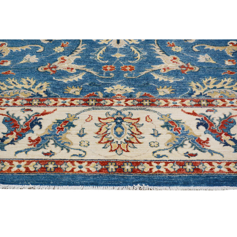 Tapis unique bleu / ivoire 8 pi 1 po x 9 pi 8 po Kellyanna par Arshs Fine Rugs