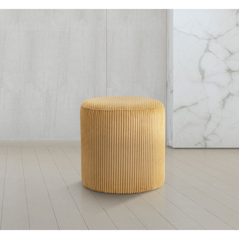 Roy Baber Upholstered Ottoman, Yellow Microsuede Fabric