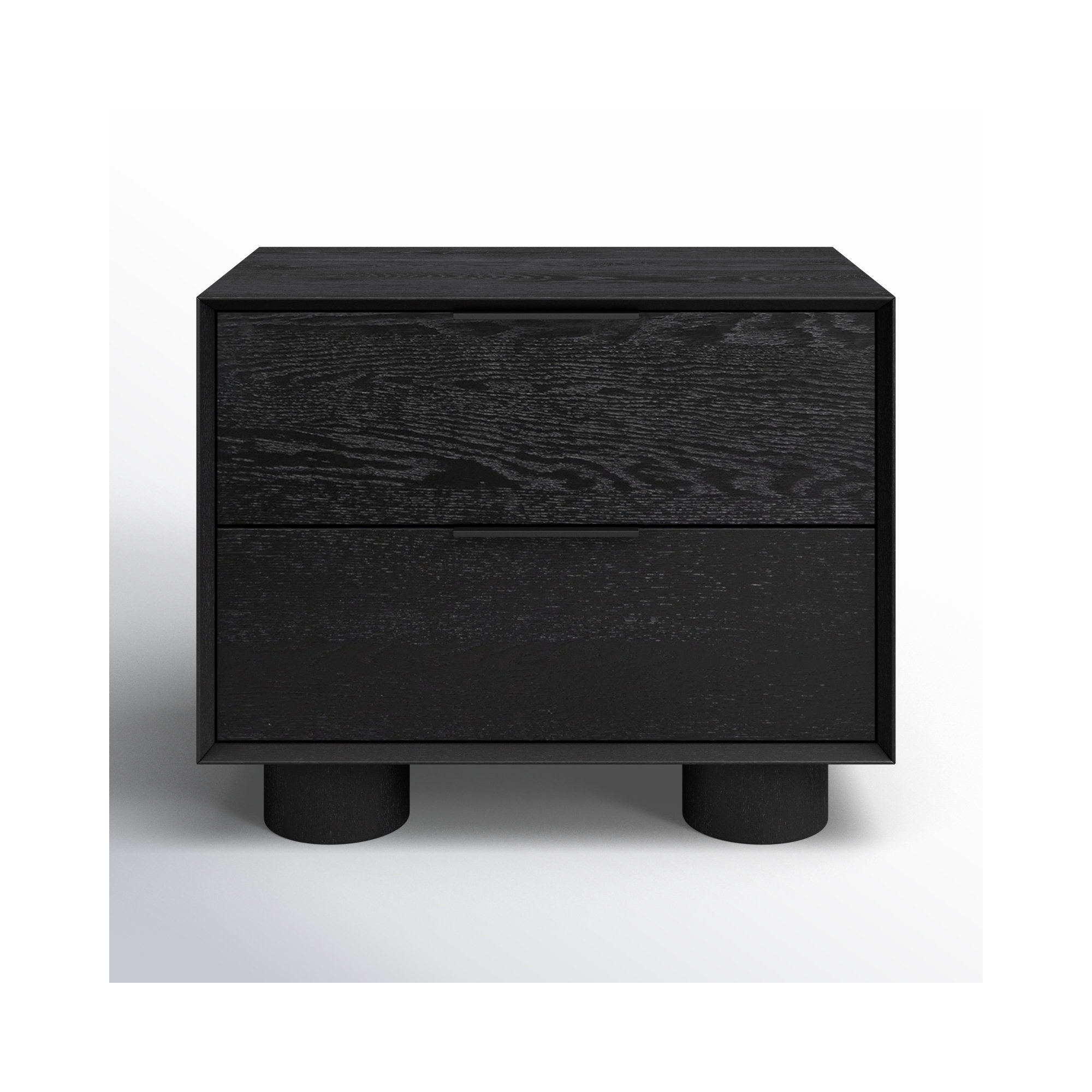 Vanora Wood 2 Drawer Nightstand, Black
