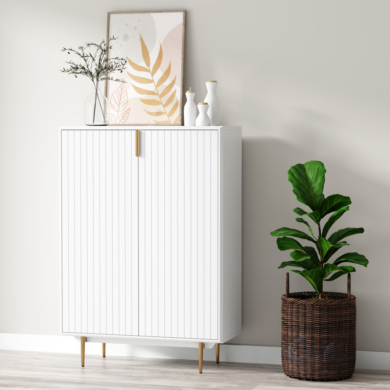 Armoire 40 "en blanc mat avec pieds en laiton